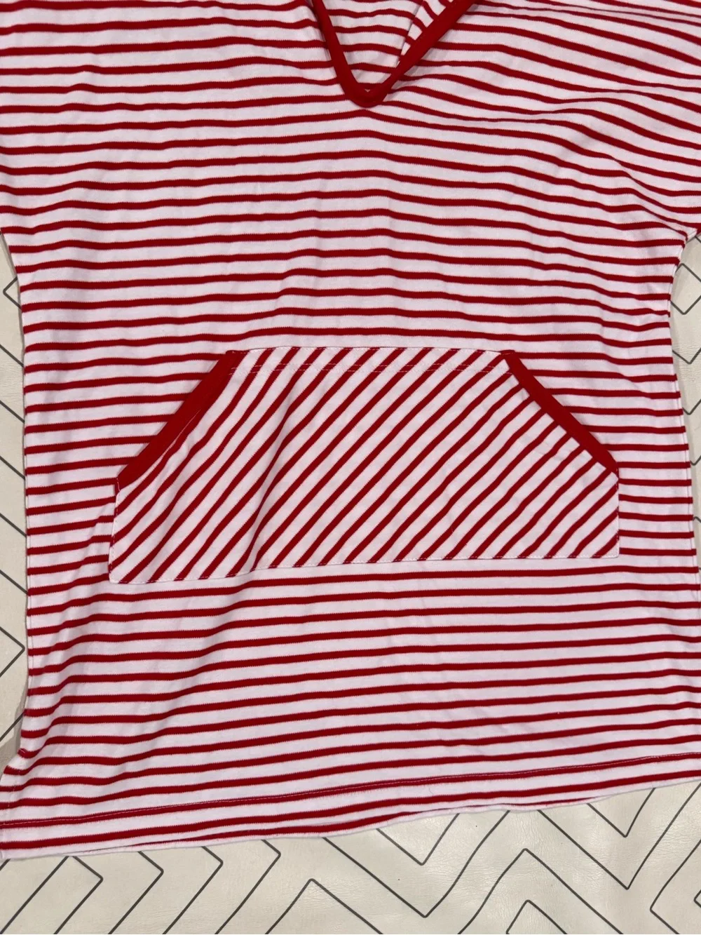 Bella Bliss Kids Red & White Striped Hooded Swim Cover-Up